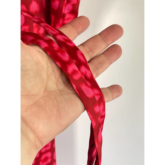 Good American Red Pink Leopard Satin Pajama Pants Drawstring Waist Size 4 (XL) - Picture 7 of 10